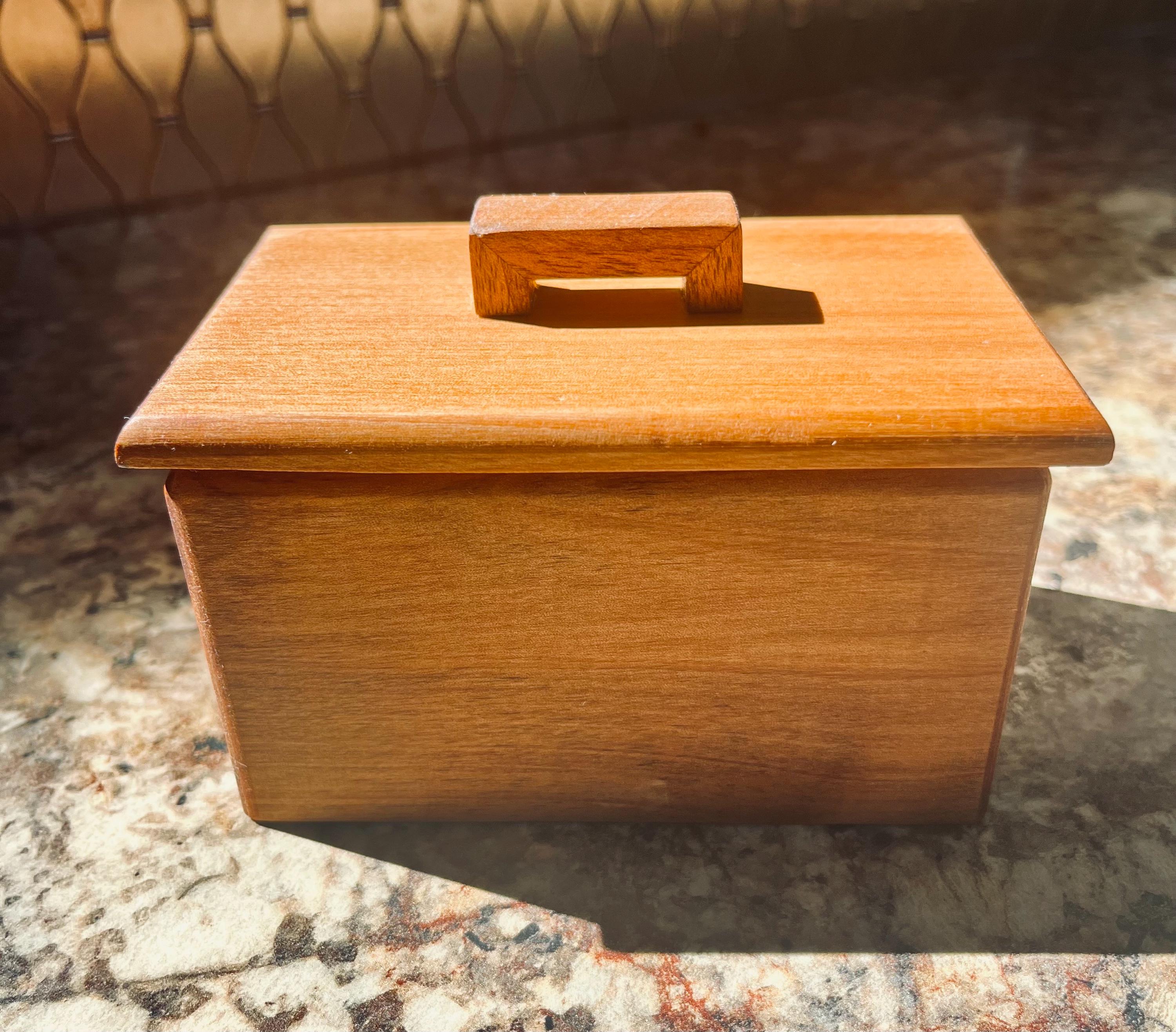 Reclaimed Cherry Wood Boxes with Walnut Handles, Felt Lined - Set of 2