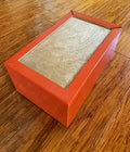 Handmade Recycled Oak Storage Box: Orange Milk Paint Finish, Felt Bottom