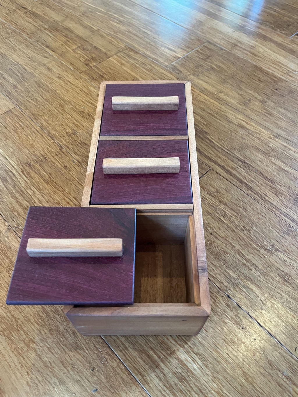 Reclaimed Cherry & Purpleheart Box | Handmade Jewelry Storage, Desk Organizer