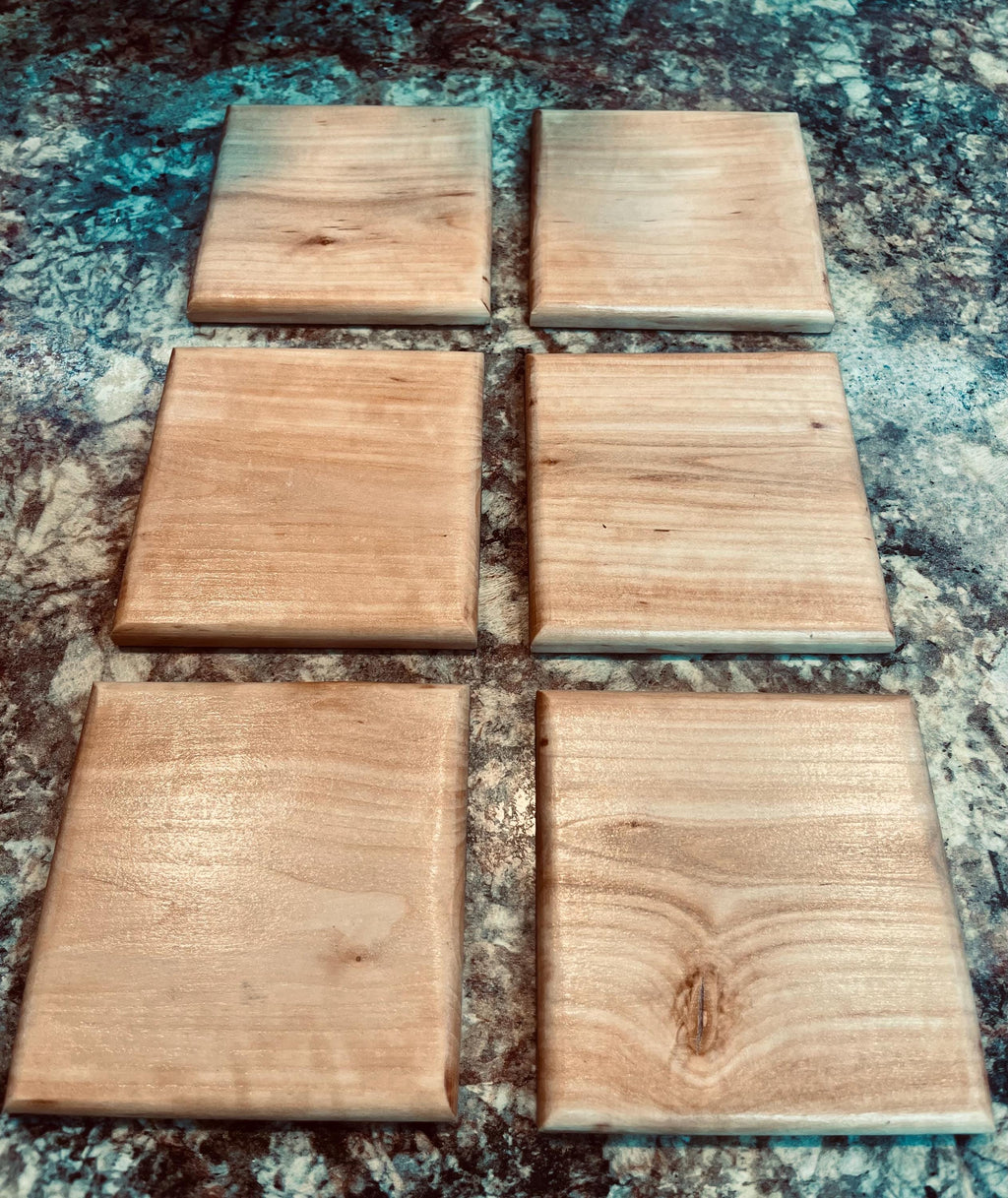 Apple Wood Coasters (Set of 6): Oregon Grown, Felt Backed
