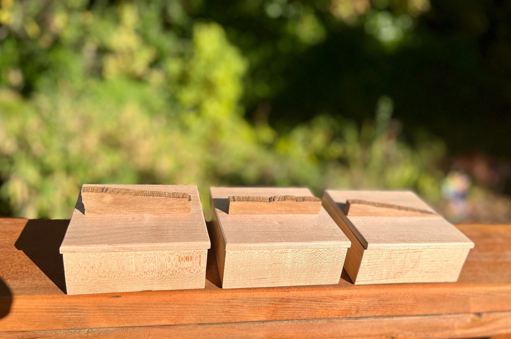 Handmade Maple Storage Boxes Set: Rustic Walnut Pulls, Oregon Wood Decor
