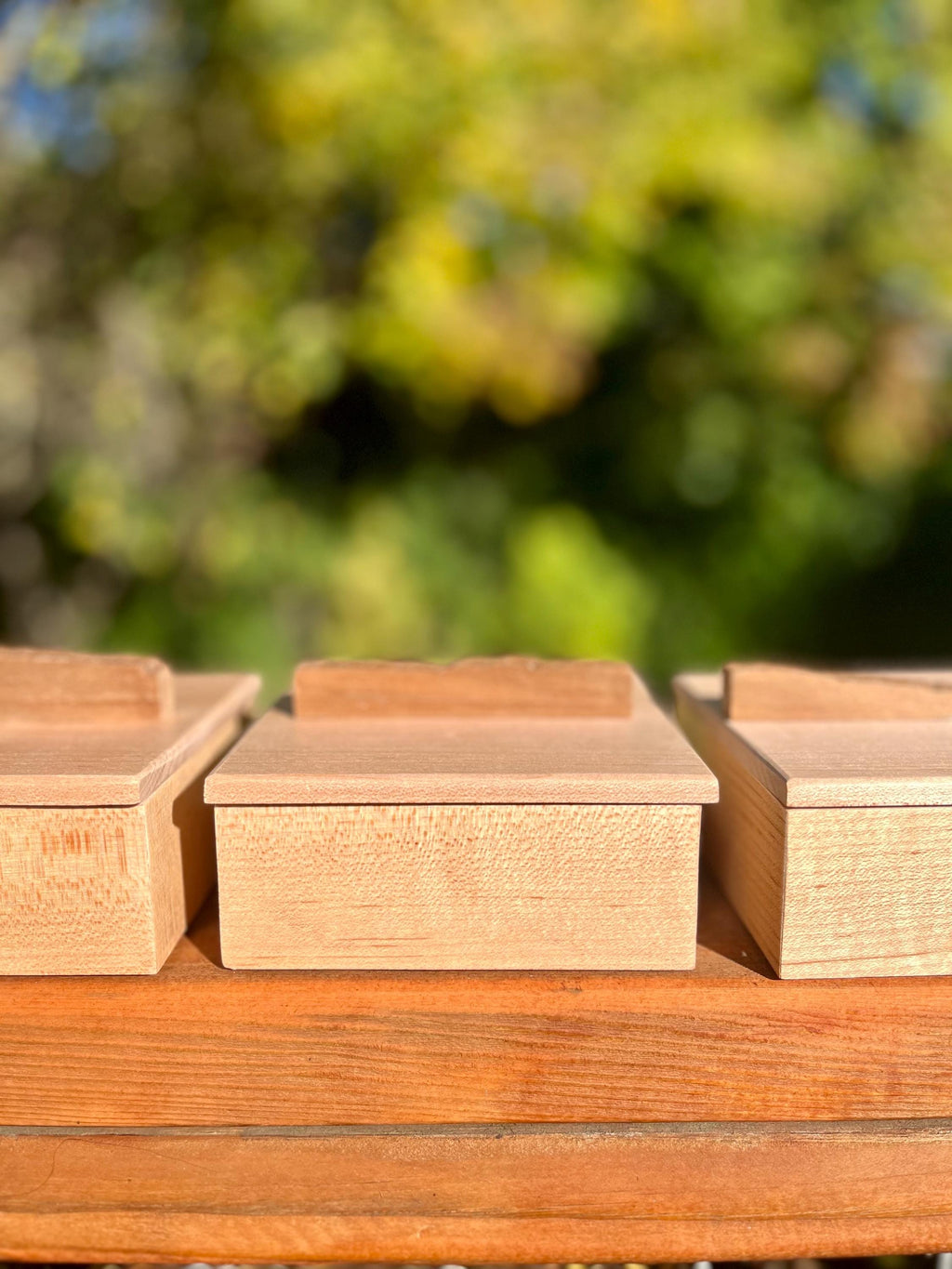 Handmade Maple Storage Boxes Set: Rustic Walnut Pulls, Oregon Wood Decor