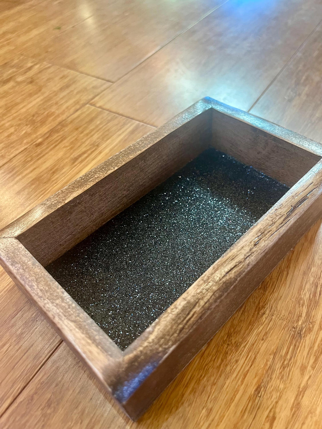 Live-Edge Plum Wood Jewelry Tray | Tung Oil Finish, Sparkly Lining