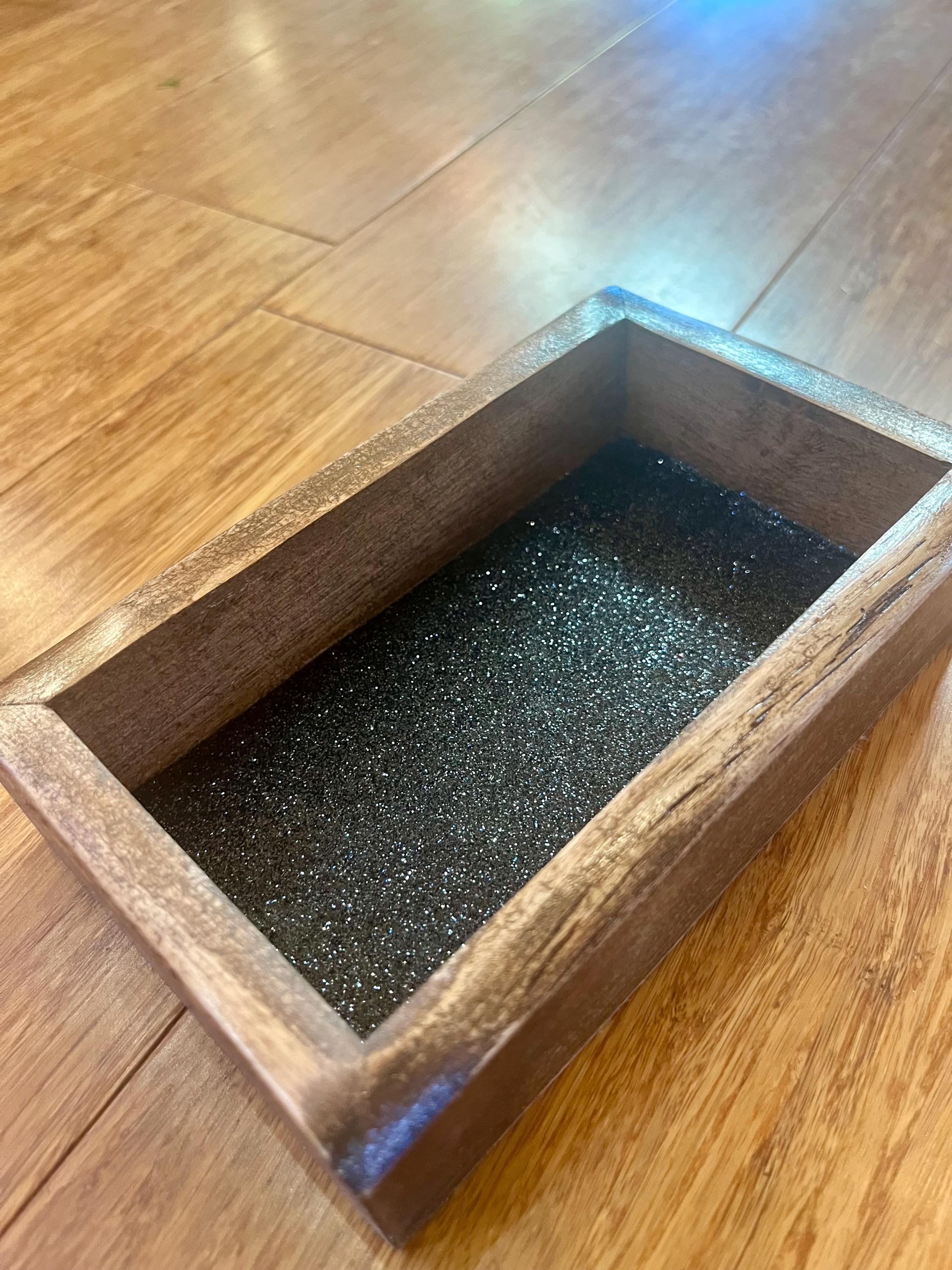 Live-Edge Plum Wood Jewelry Tray | Tung Oil Finish, Sparkly Lining