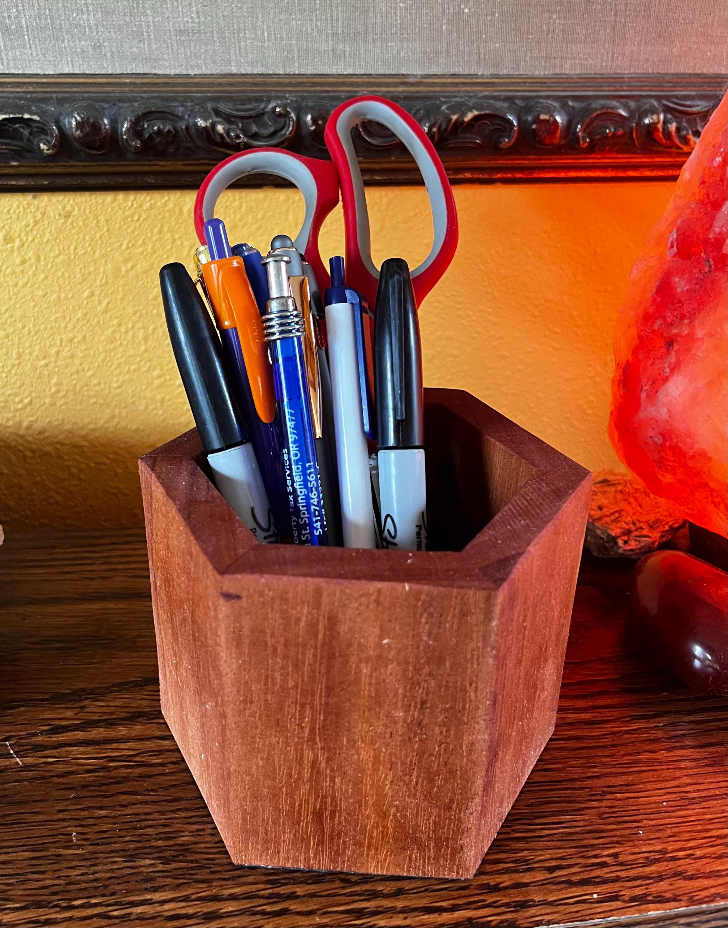 Handmade Mahogany Pen and Pencil Holder: Tung Oil Finish, Felt-Lined