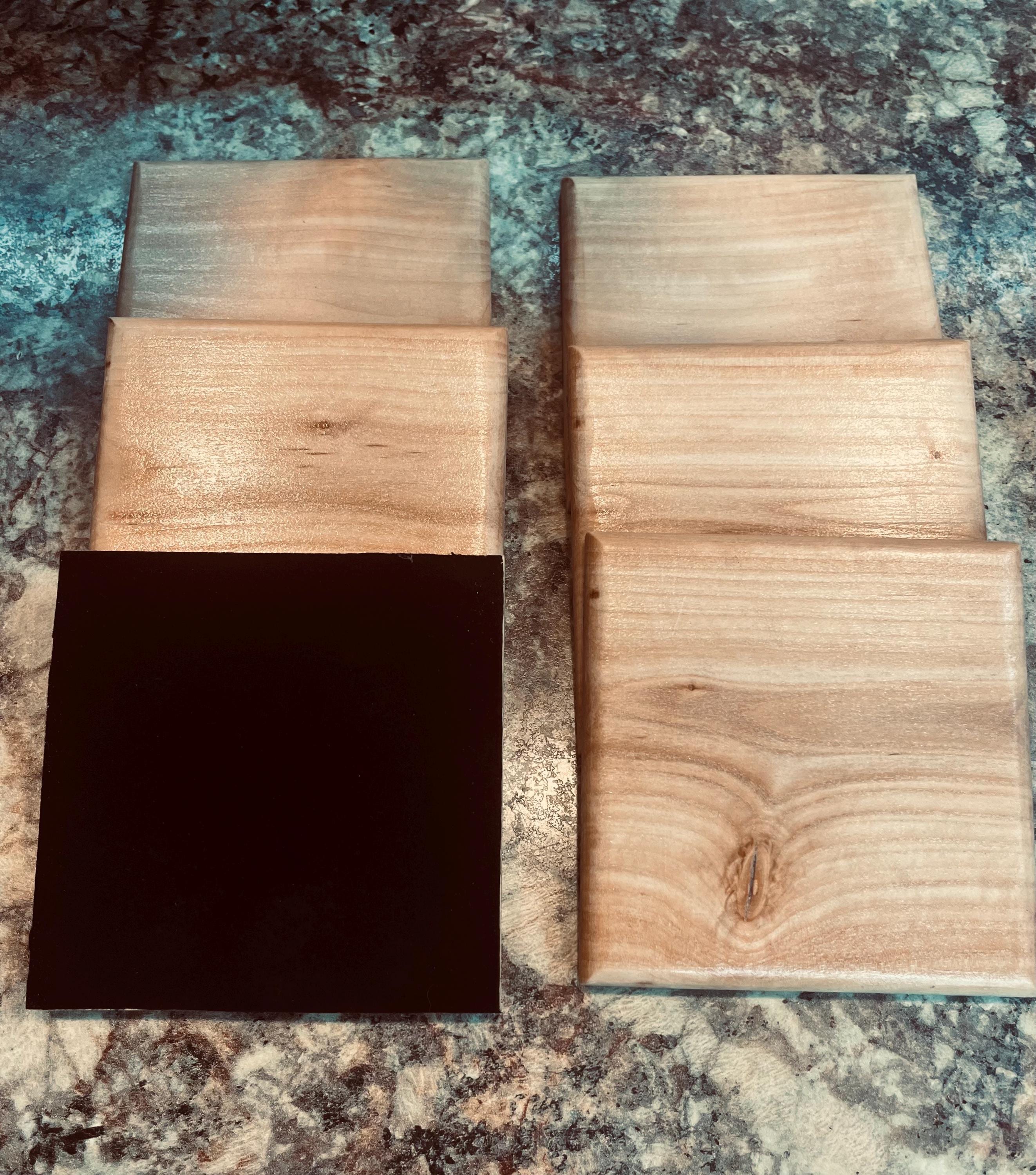 Apple Wood Coasters (Set of 6): Oregon Grown, Felt Backed