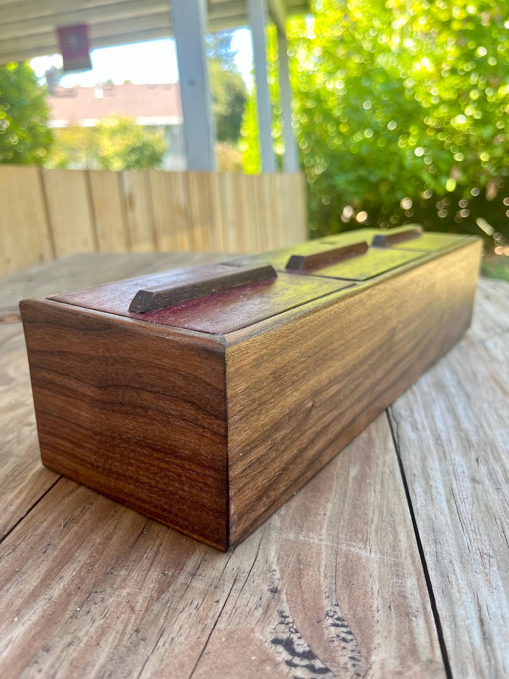 Handmade Walnut & Purpleheart Jewelry Box: Locally Grown Wood, Unique Design
