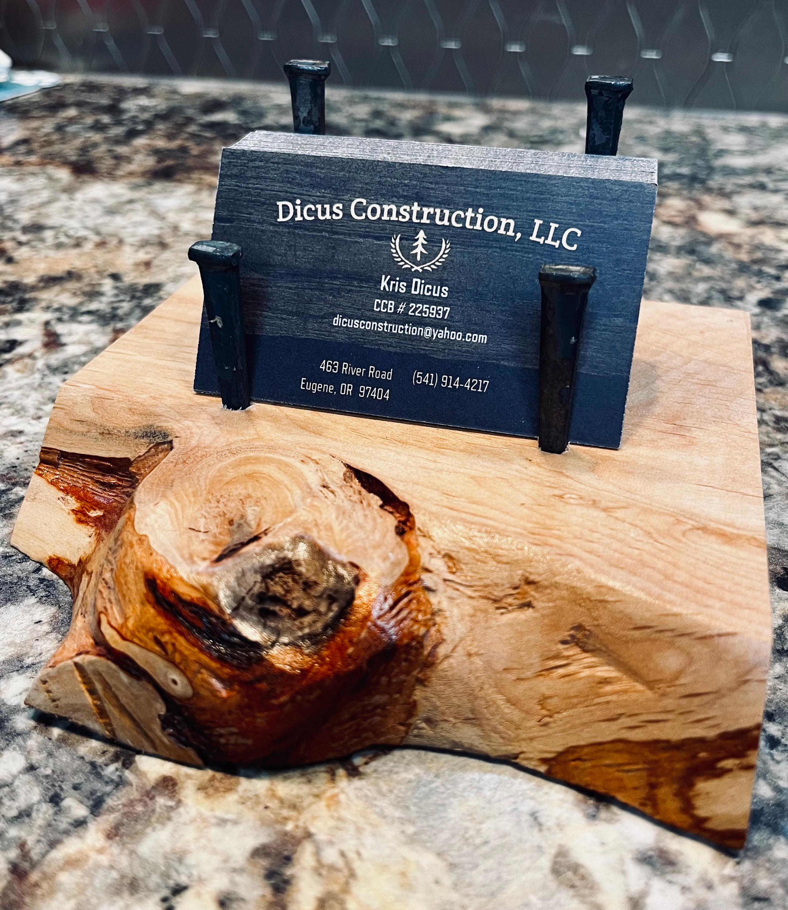 Live-Edge Alder Wood Business Card Holder: Rustic Desk Decor