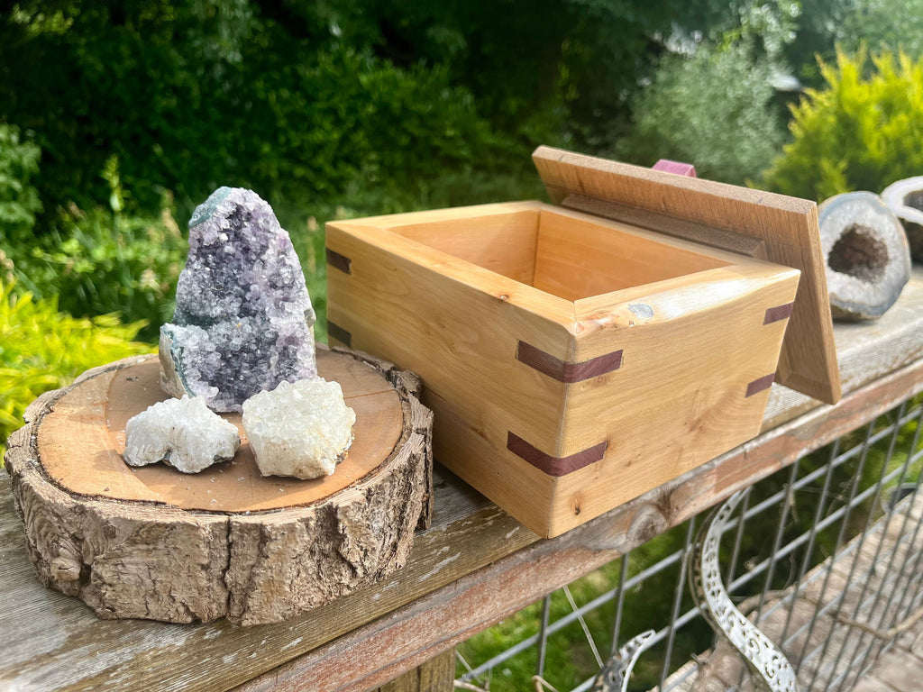 Applewood & Oak Jewelry Box: Live Edge with Padauk Accents