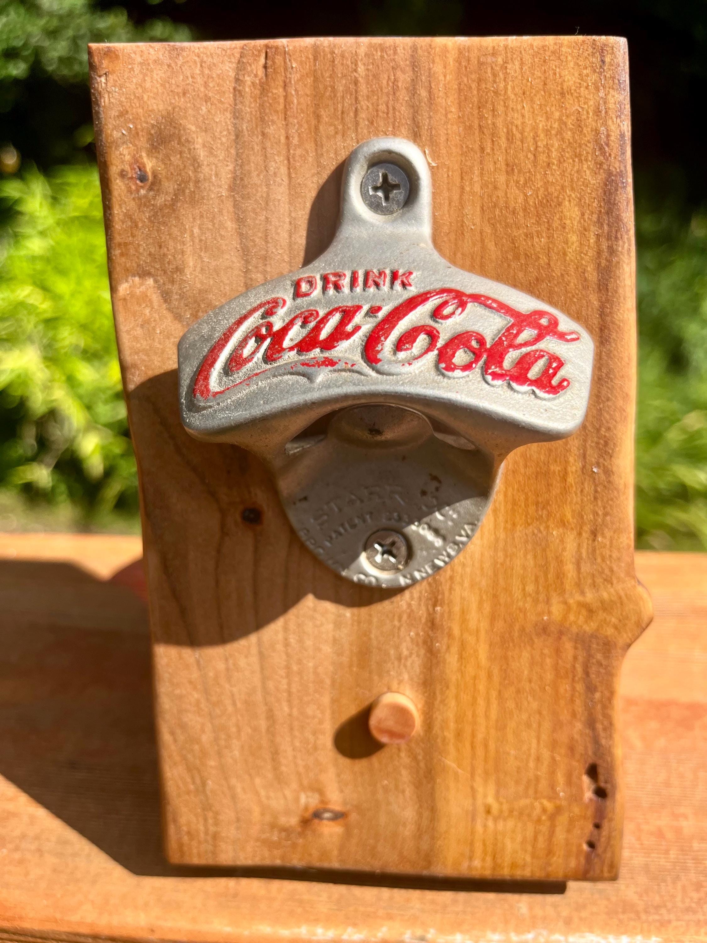 Vintage Coca-Cola Bottle Opener: Live Edge Plum Wood, Wall Mounted