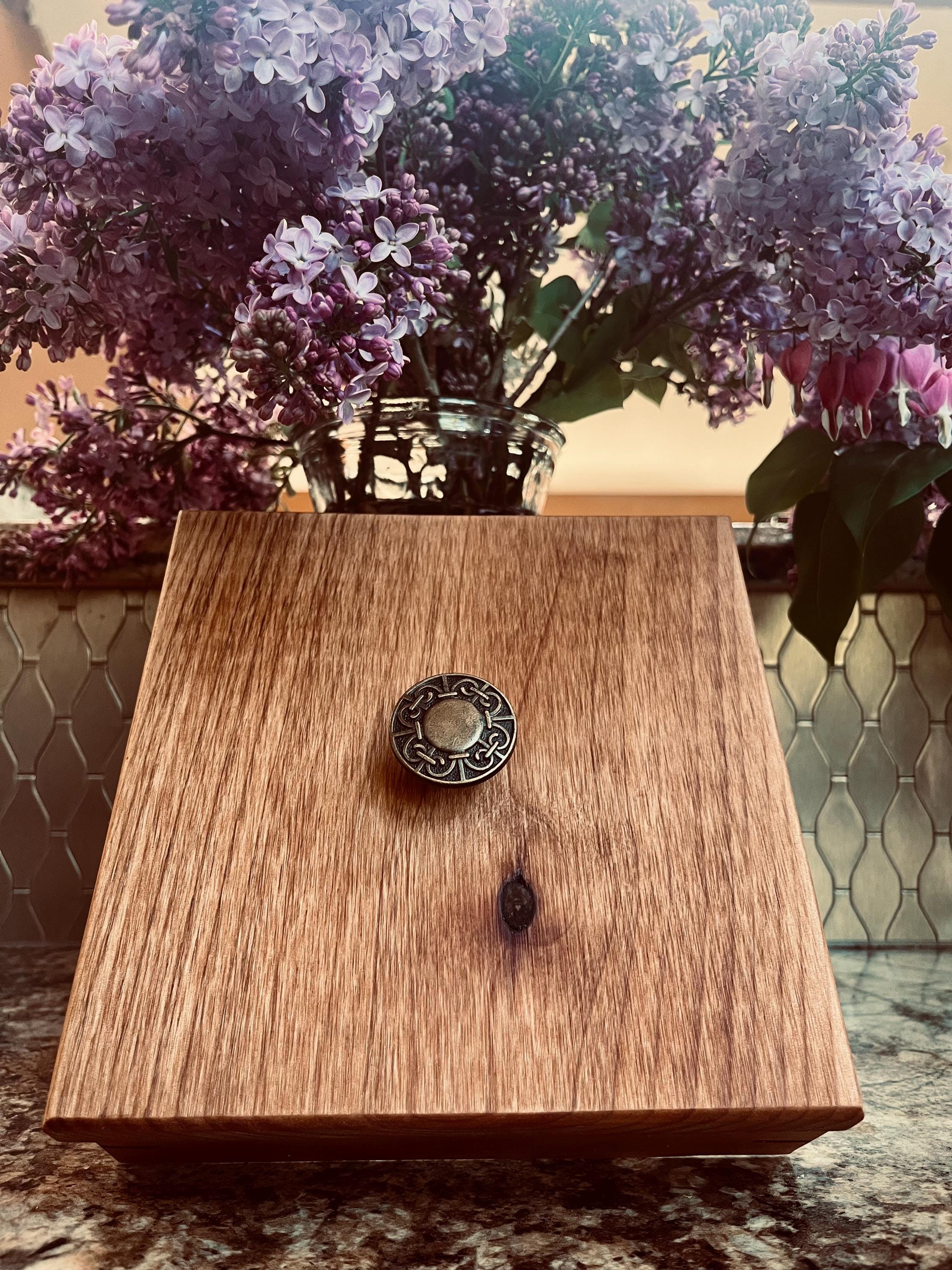 Reclaimed Cherry Wood Jewelry Box: Vintage Handle, Cedar Dividers