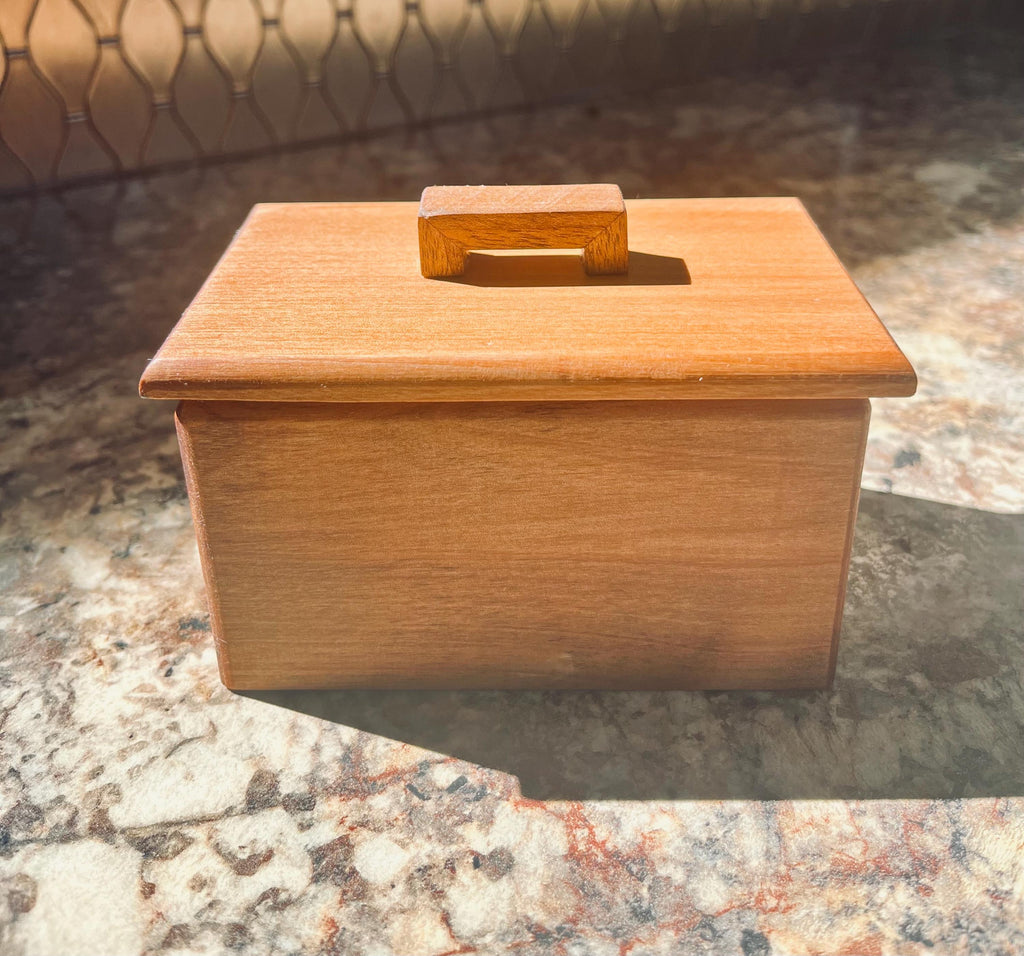 Reclaimed Cherry Wood Boxes with Walnut Handles, Felt Lined - Set of 2
