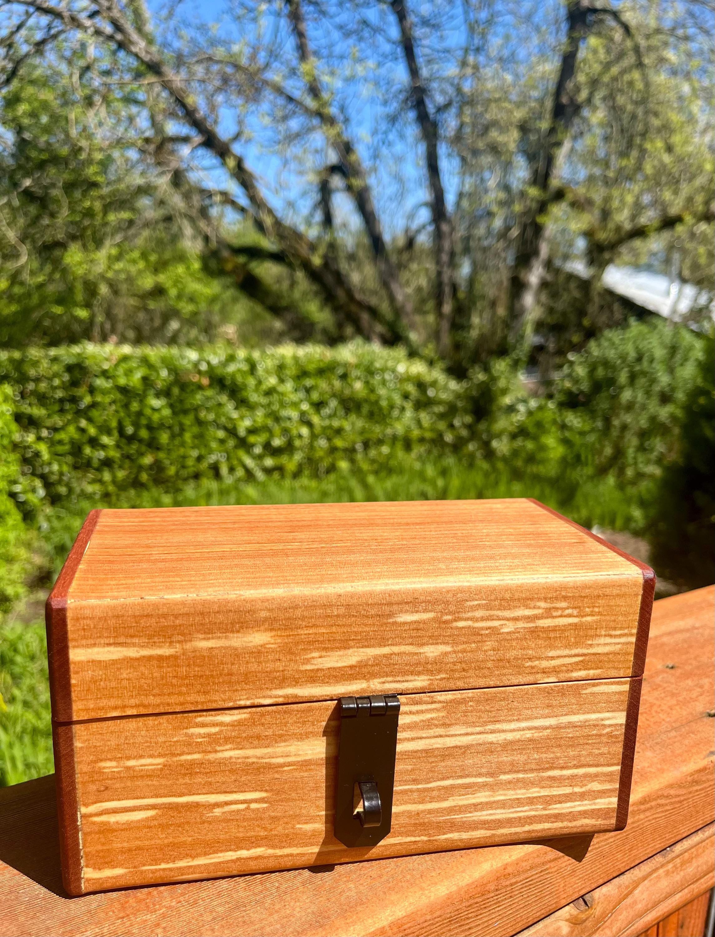 Handmade Alder & Mahogany Jewelry Box: Tung Oil Finish, Sparkle Black Felt
