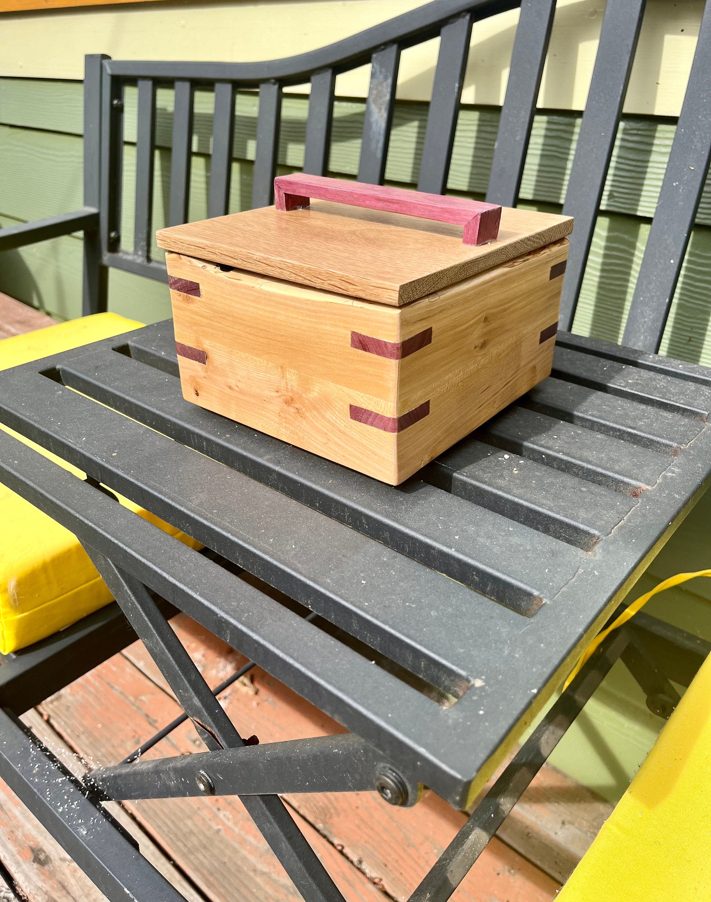Applewood & Oak Jewelry Box: Live Edge with Padauk Accents