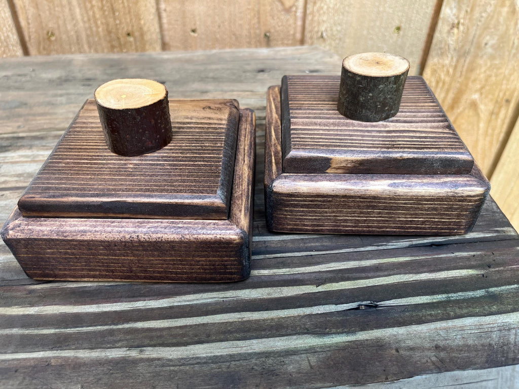 Handmade Spruce Wood Jewelry Box Set – Rustic Plum Wood Pulls, Purple Felt
