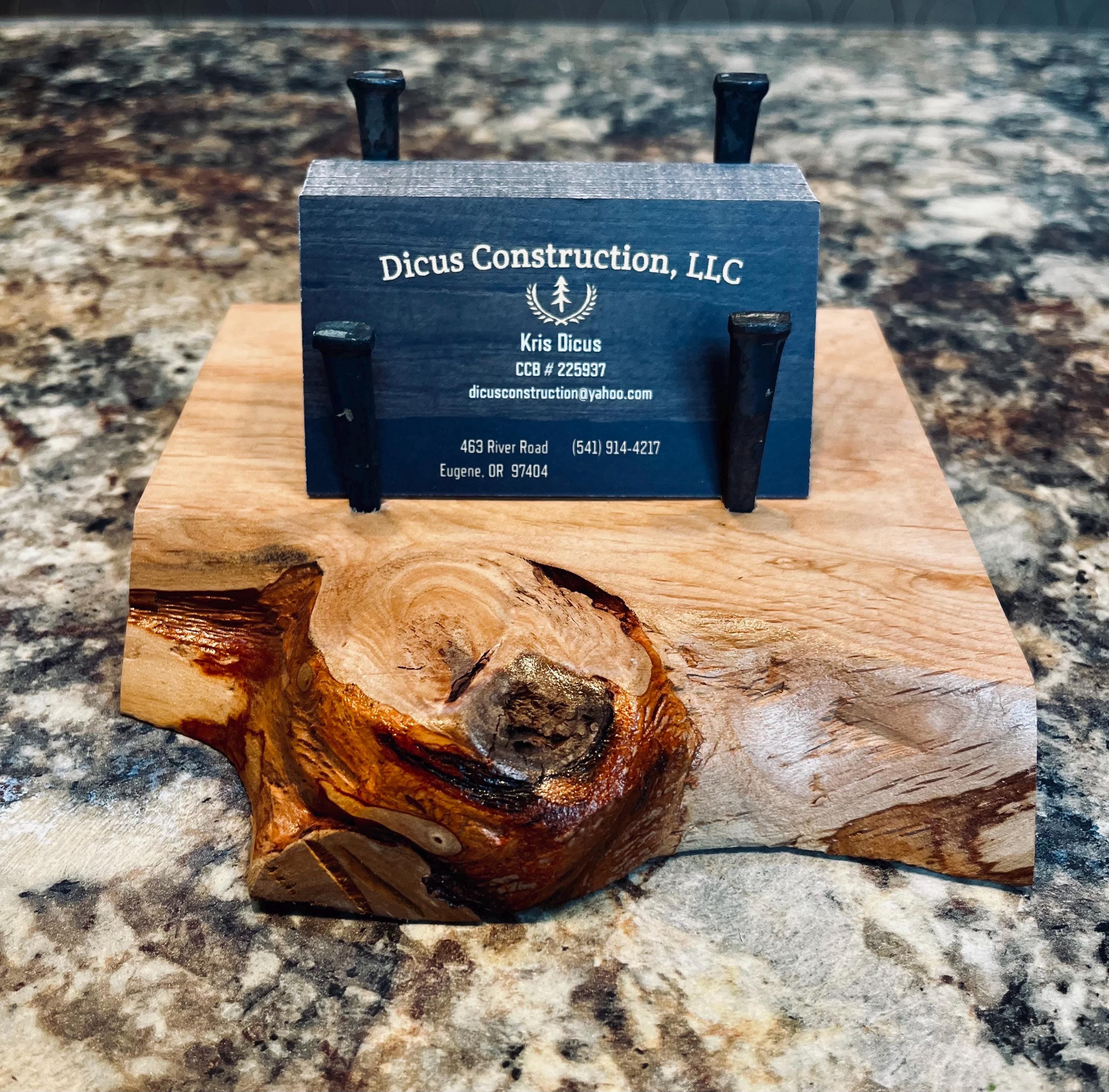 Live-Edge Alder Wood Business Card Holder: Rustic Desk Decor