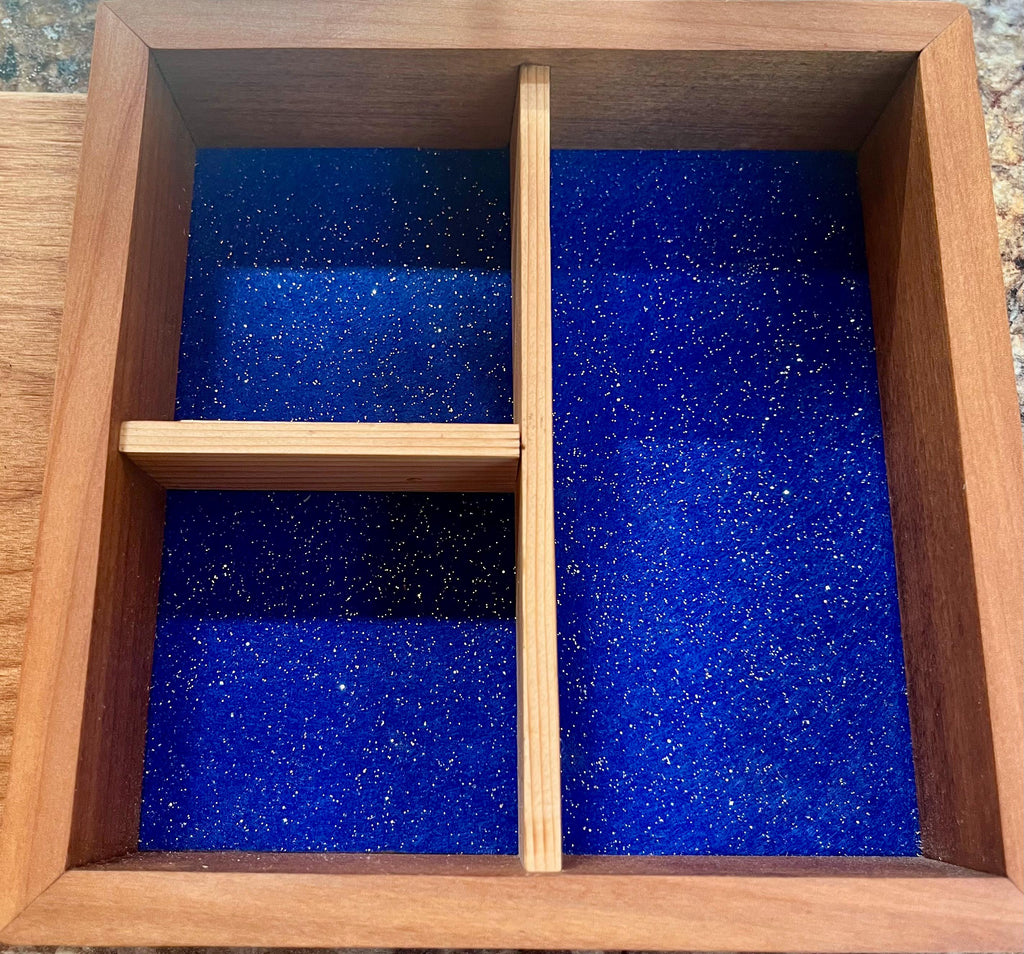 Reclaimed Cherry Wood Jewelry Box: Vintage Cast Iron Handle, Cedar Dividers