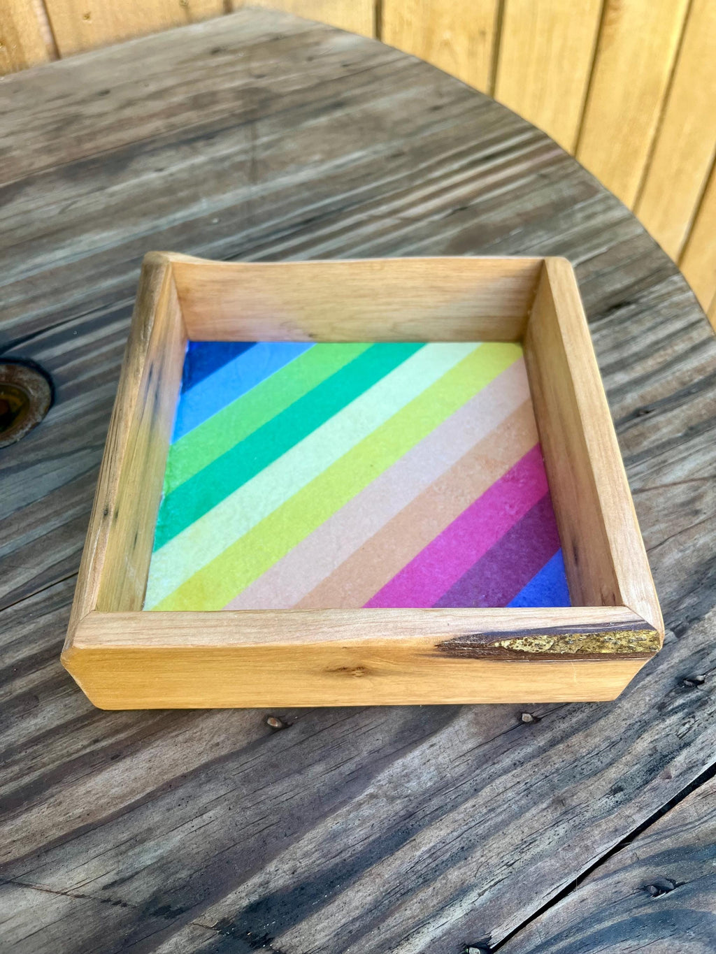 Live Edge Purple Plum Keepsake Box | Rainbow Felt Lined