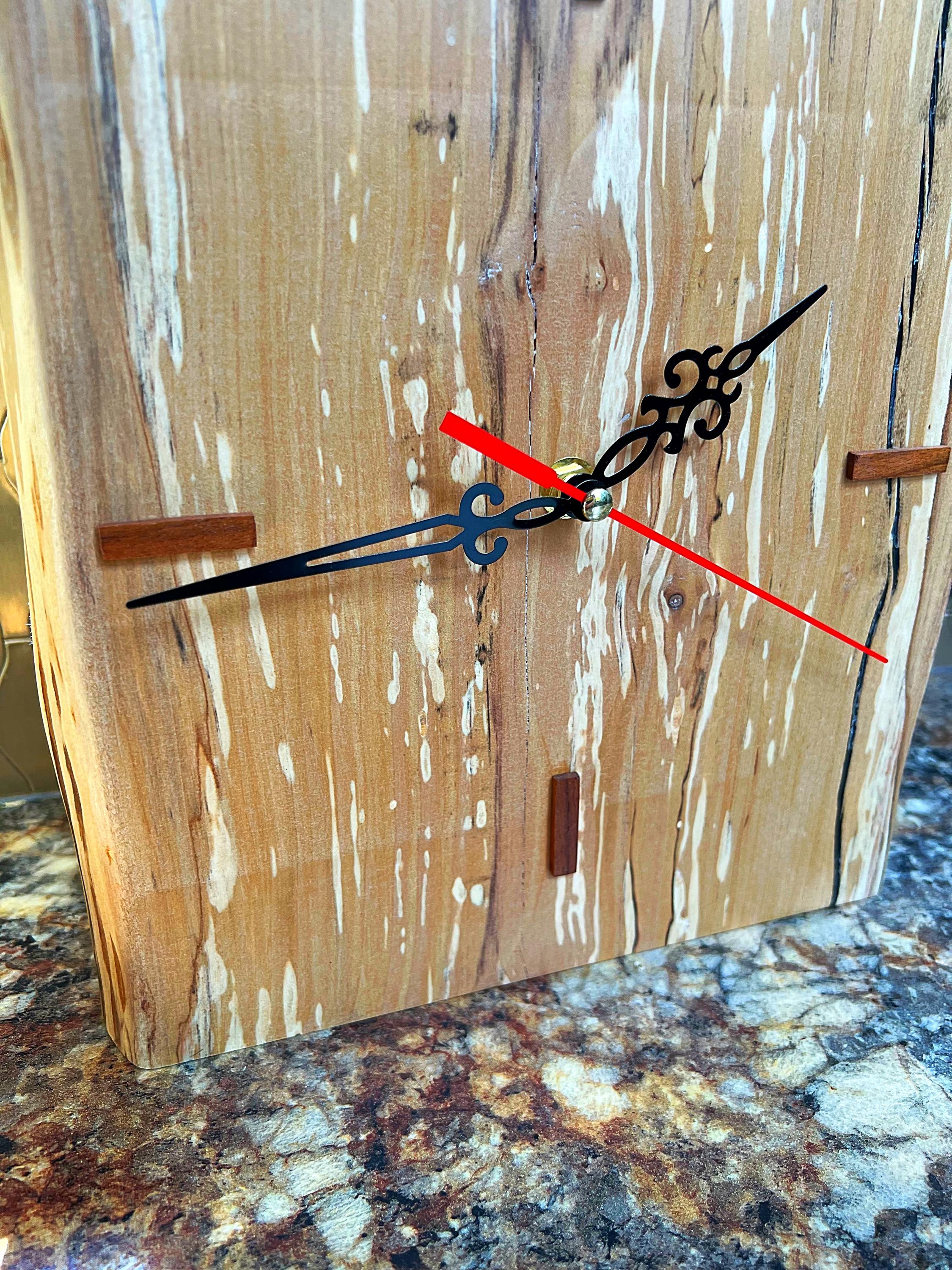 Live-Edge Apple Wood Clock: Handmade Rustic Wall or Desk Decor