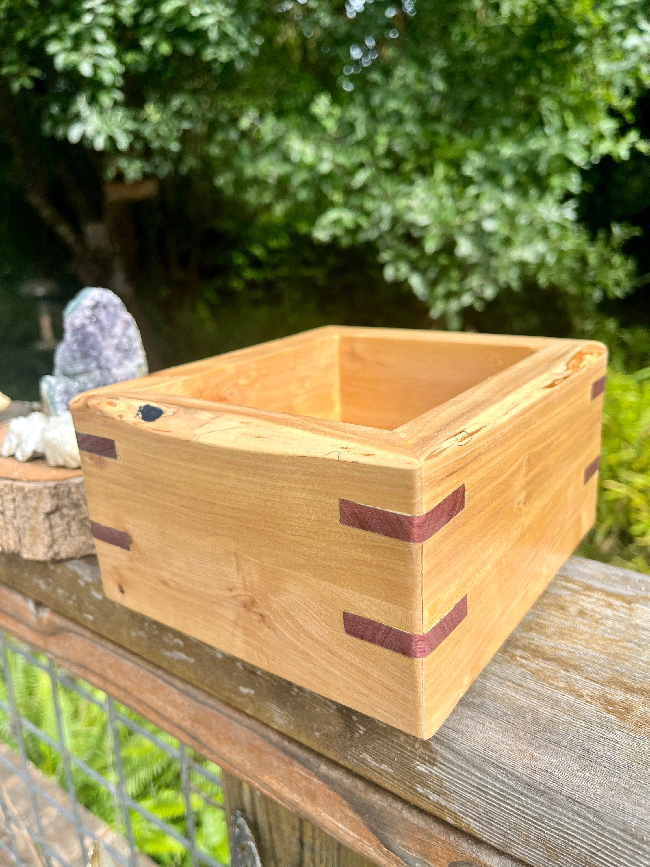 Applewood & Oak Jewelry Box: Live Edge with Padauk Accents