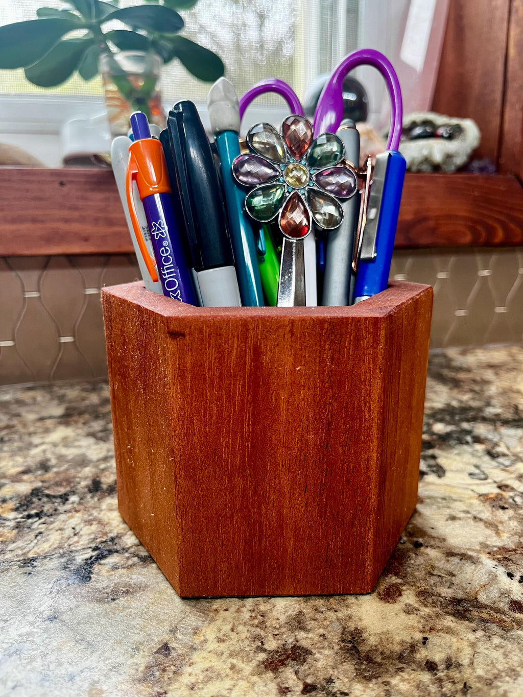 Handmade Mahogany Pen and Pencil Holder: Tung Oil Finish, Felt-Lined