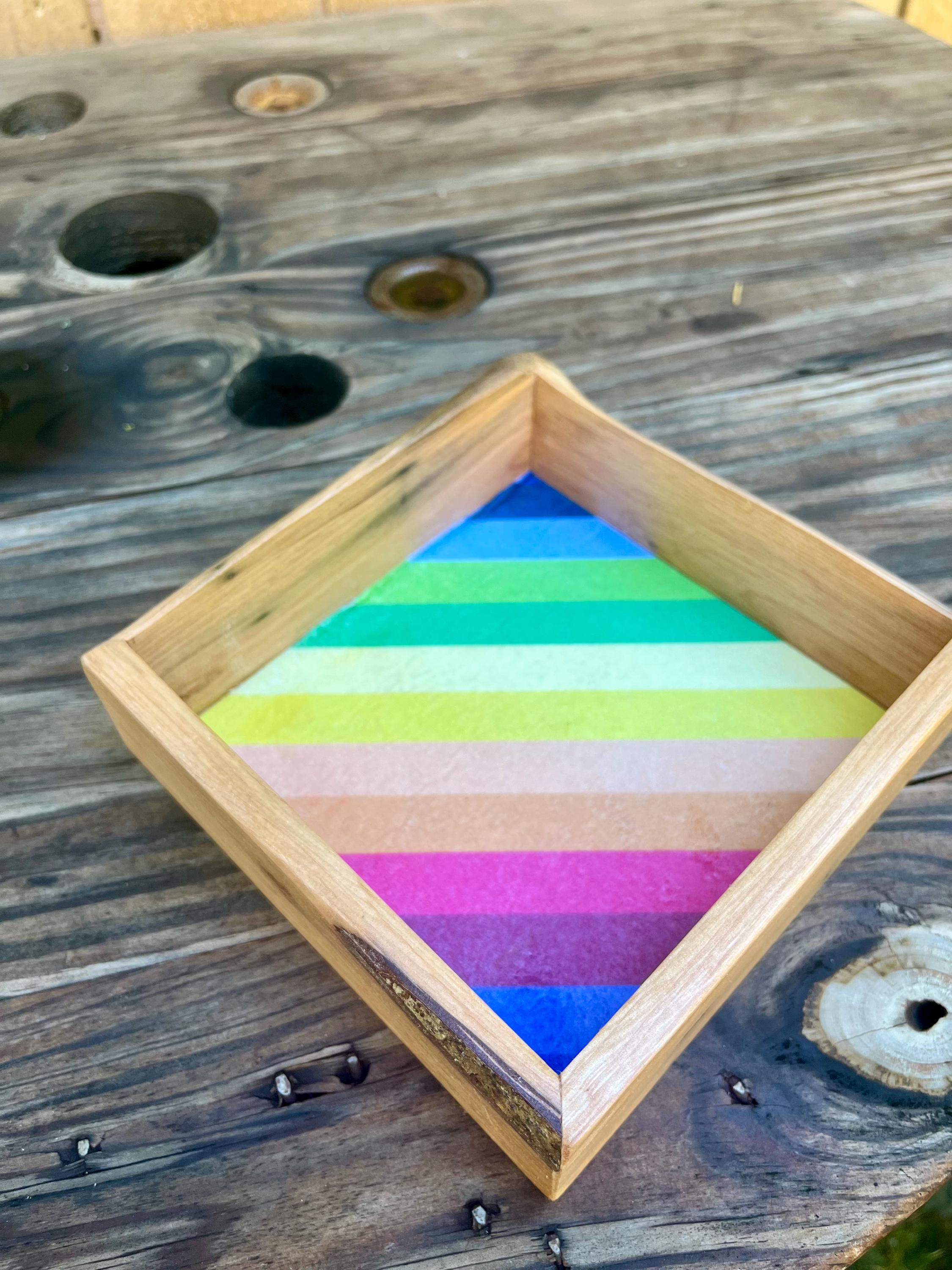 Live Edge Purple Plum Keepsake Box | Rainbow Felt Lined
