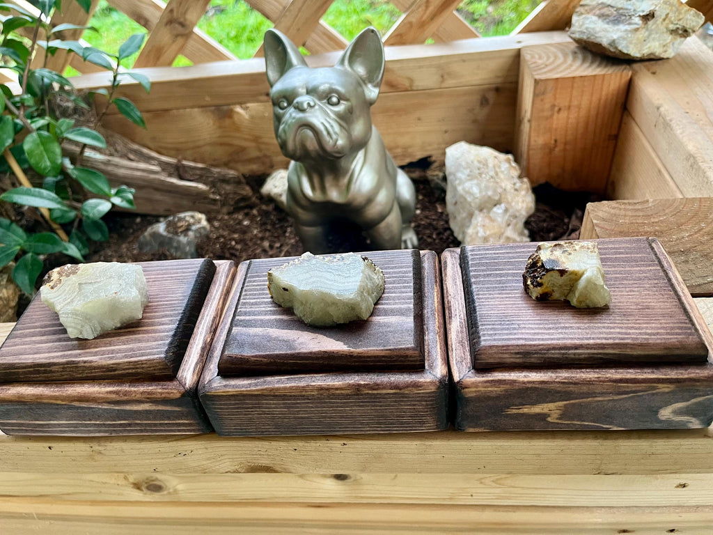 Handmade Spruce Wood Jewelry Box Set – Oregon Thunderegg Pulls, Rainbow Felt Lined