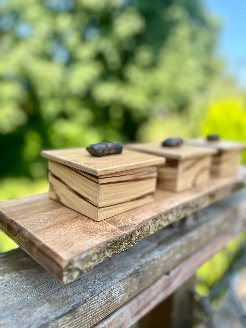 Handmade Zebrawood Box Set: Apple Wood Lids, Oregon Ash Tray