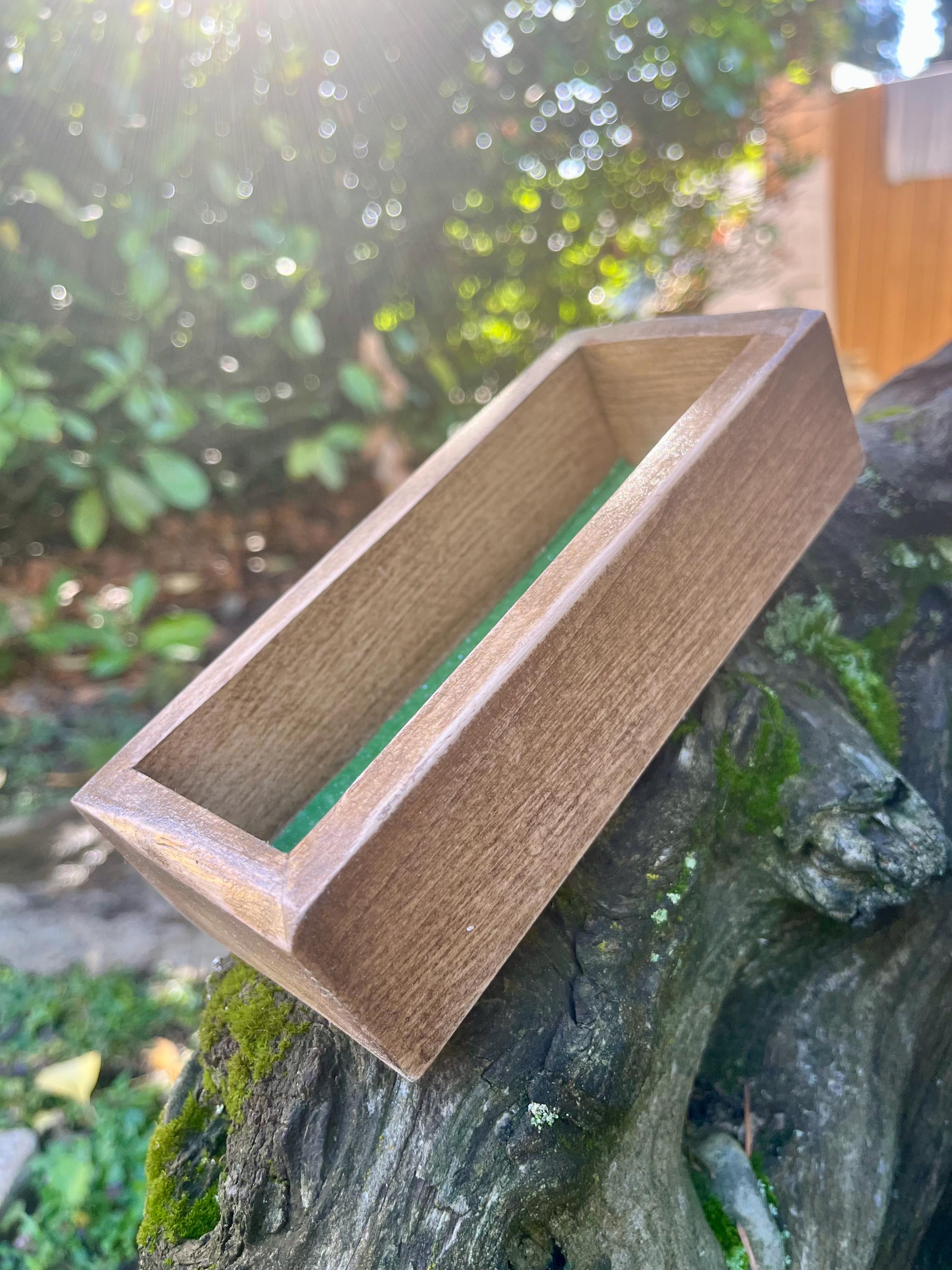 Handmade Plum Wood Jewelry Tray | Live-Edge with Green Felt