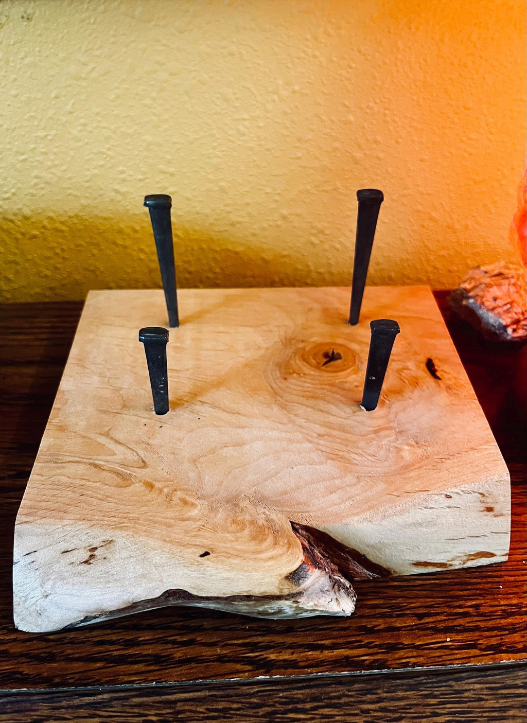 Live-Edge Alder Wood Business Card Holder: Rustic Desk Decor