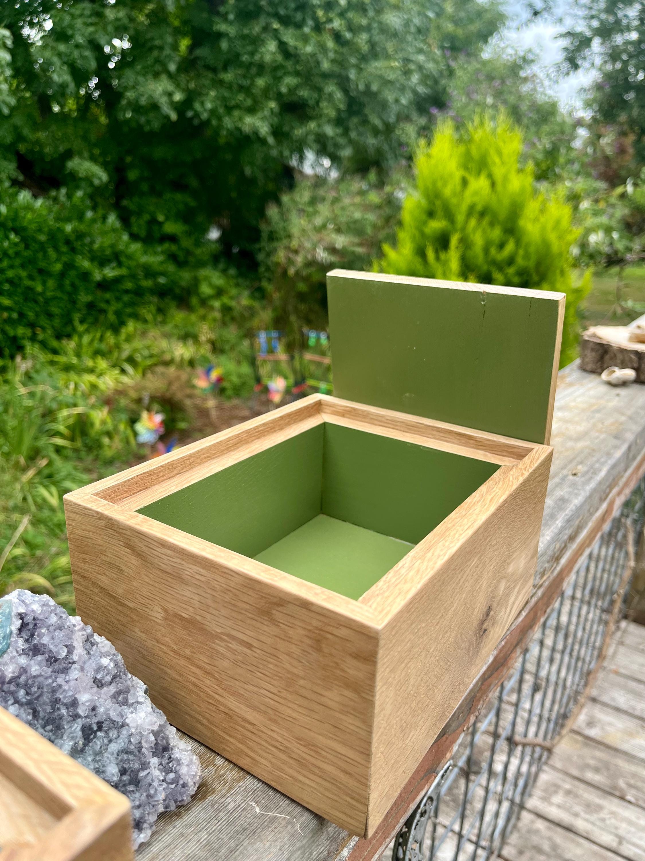 Reclaimed Oak Storage Boxes with Walnut Handles - Set of 2