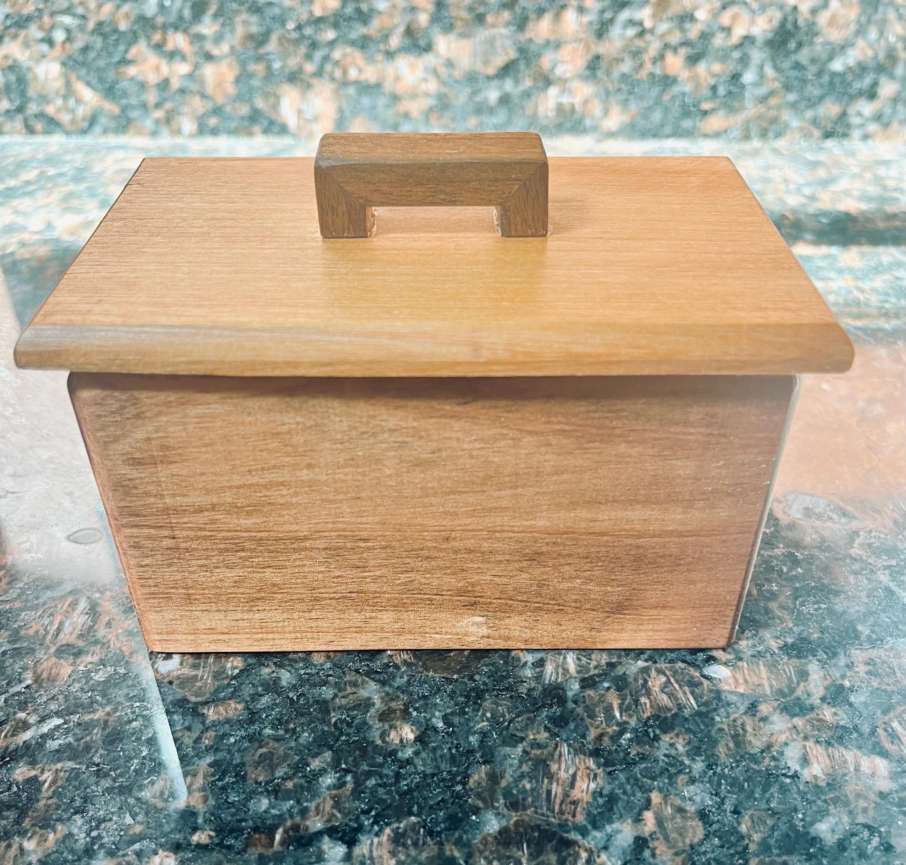 Reclaimed Cherry Wood Boxes with Walnut Handles, Felt Lined - Set of 2