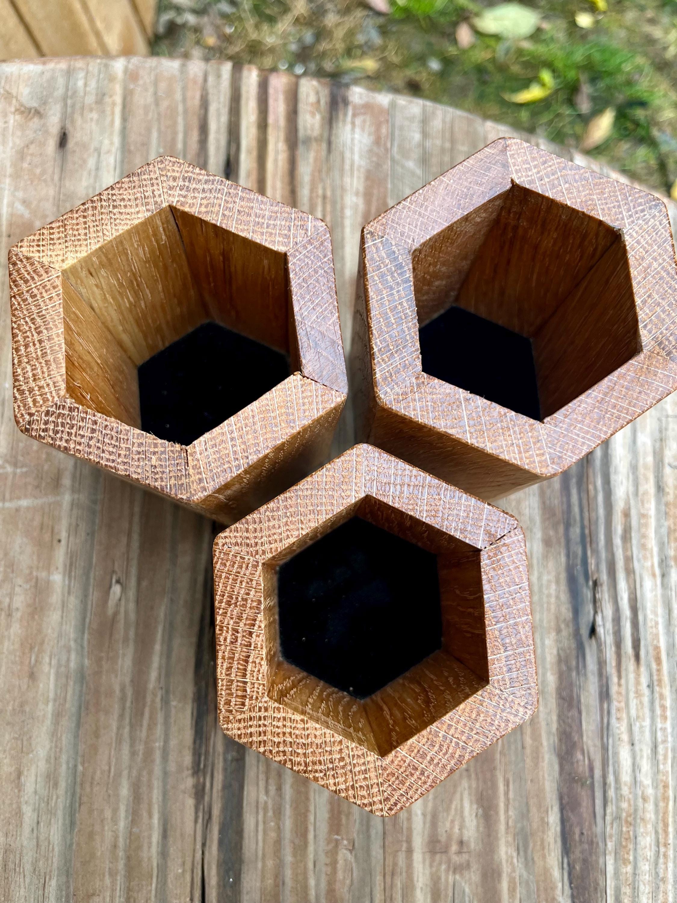 Handmade Reclaimed Oak Pen Holder | Rustic Desk Organizer