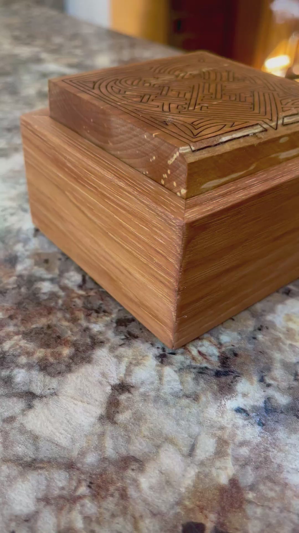 Pecan Keepsake Box with Heirloom Apple Lid & Heart Mandala Engraving