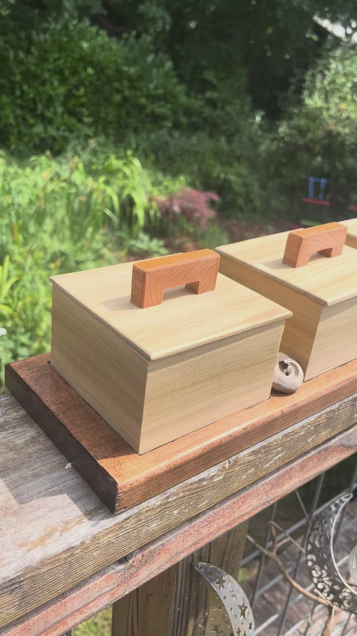 Up-cycled Wood Box Set: Poplar Boxes on Reclaimed Mahogany Tray