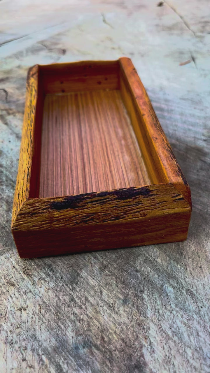Live-Edge Yellow Plum Wood Jewelry Tray: Handmade Tung Oil Finish