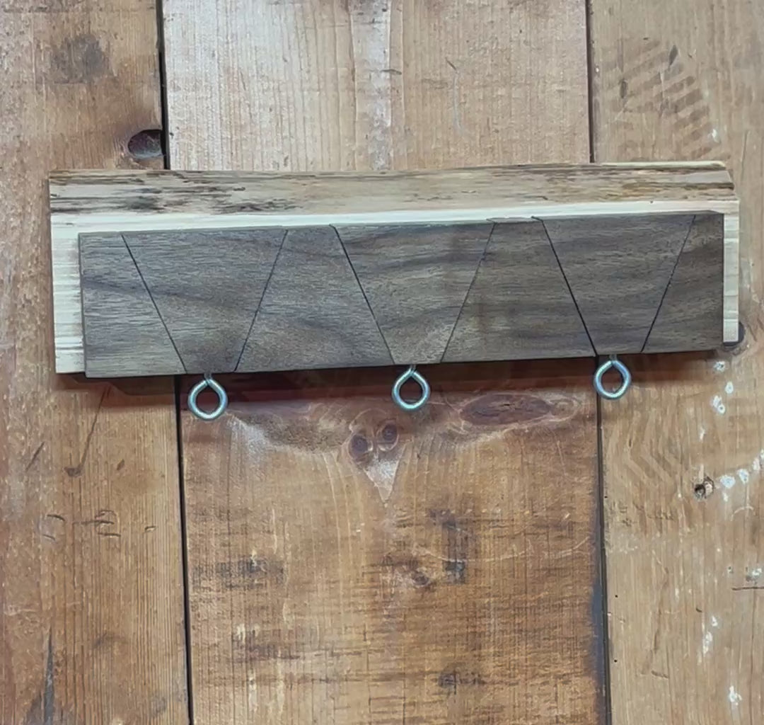 Hidden Hook Wall Rack – Handmade Walnut & Live Edge Plum Coat & Key Organizer