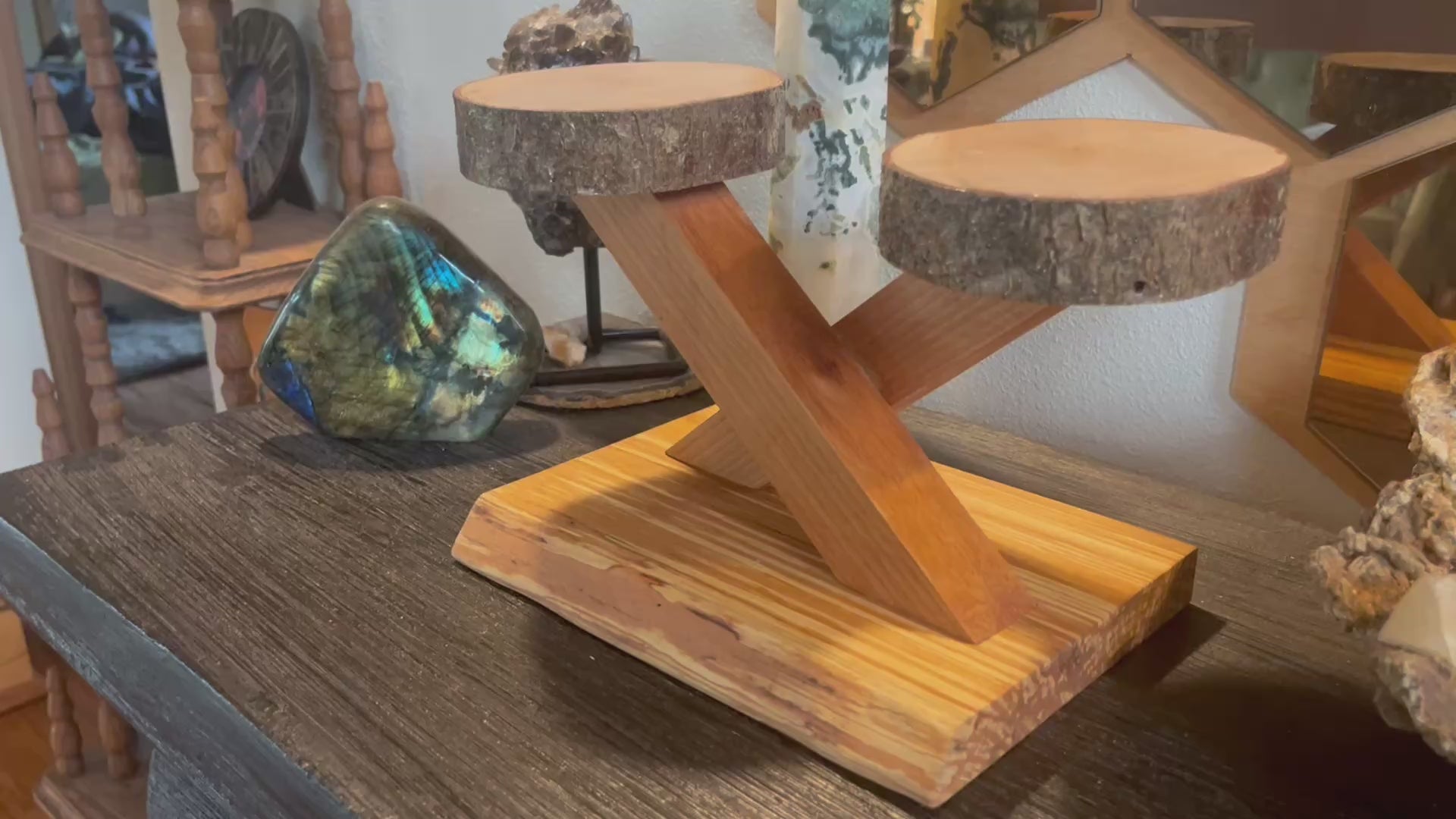 Live-Edge Alder & Apple Wood Plant Stand