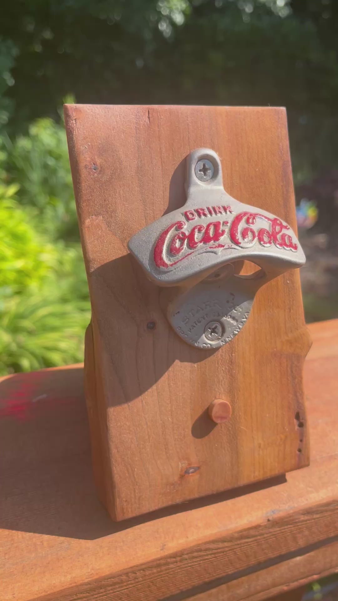Vintage Coca-Cola Bottle Opener: Live Edge Plum Wood, Wall Mounted