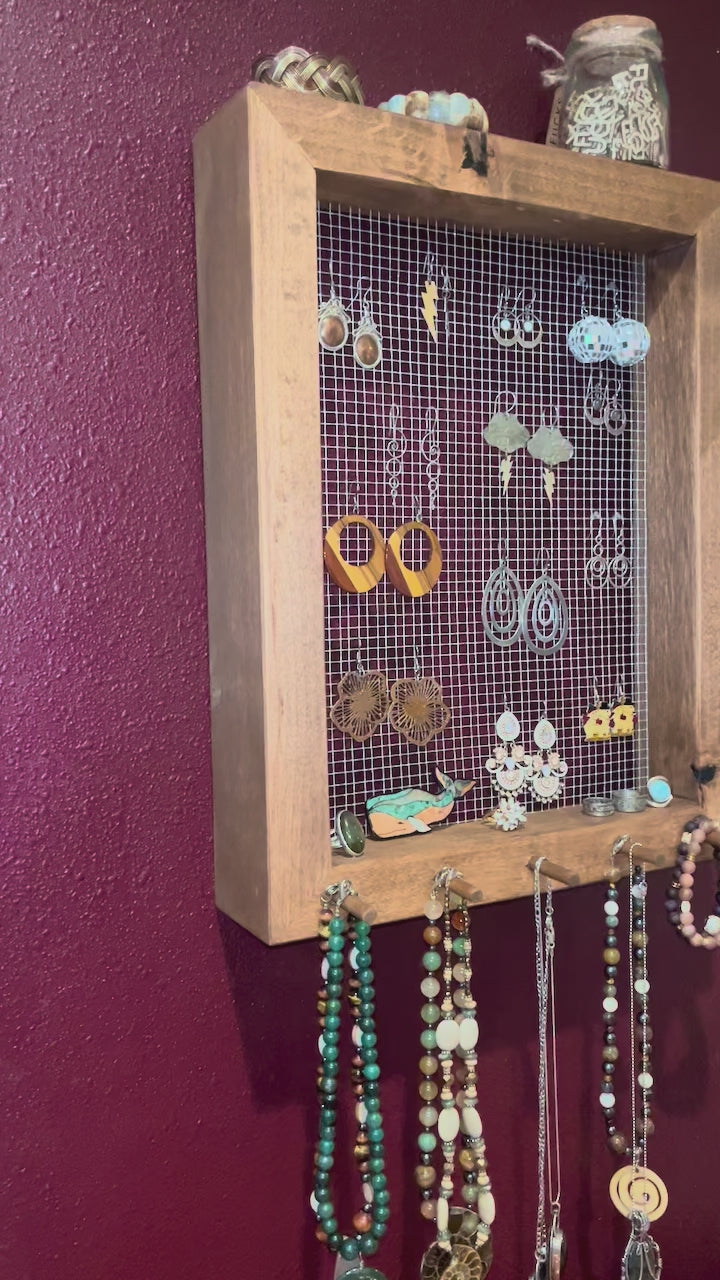 Alder Wood Jewelry Display | Wall-Hanging or Countertop Stand | Hardware Included