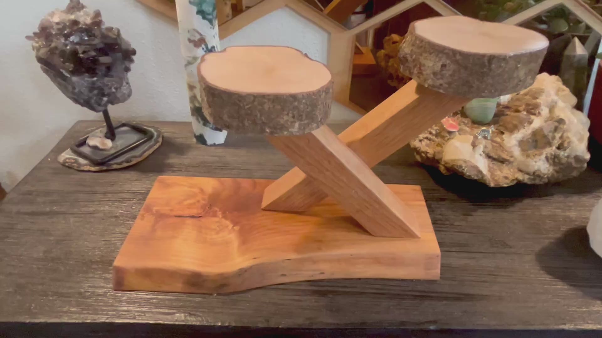 Organic Live-Edge Wooden Plant & Accent Stand