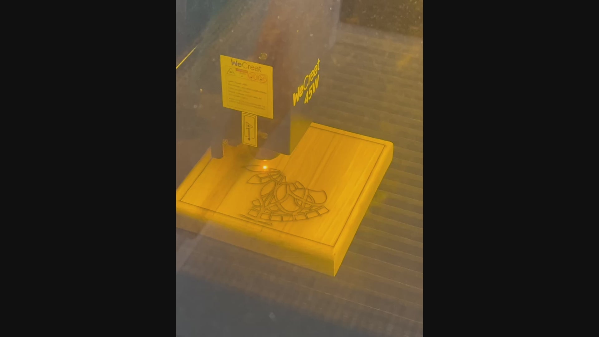 Solid Pecan Keepsake Box with Mandala Engraving & Wrap-Around Grain