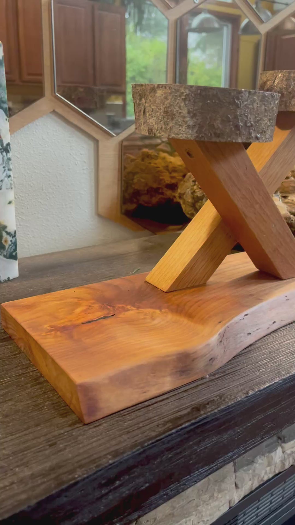Organic Live-Edge Wooden Plant & Accent Stand