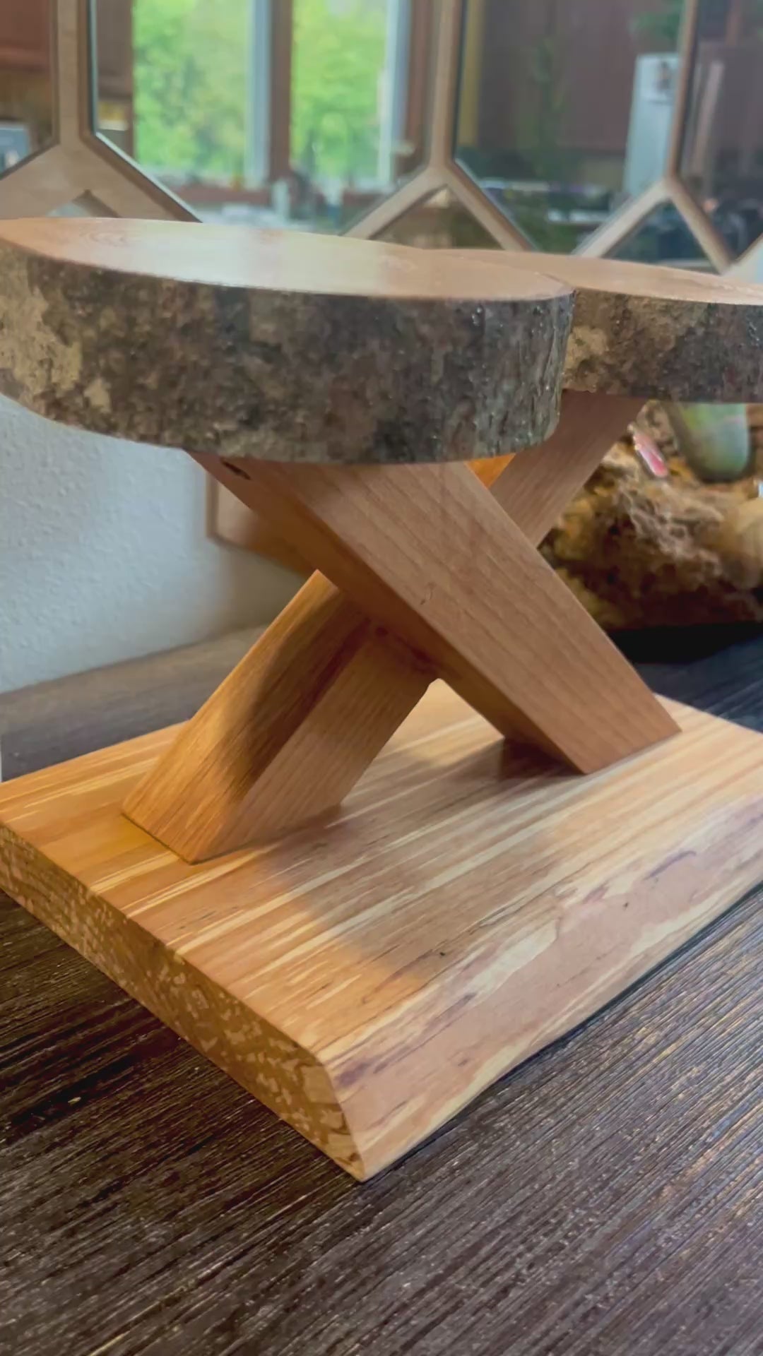 Live-Edge Alder & Apple Wood Plant Stand