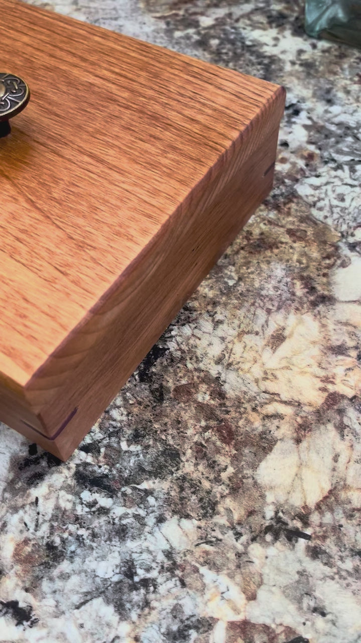 Reclaimed Cherry Wood Jewelry Box: Vintage Handle, Cedar Dividers