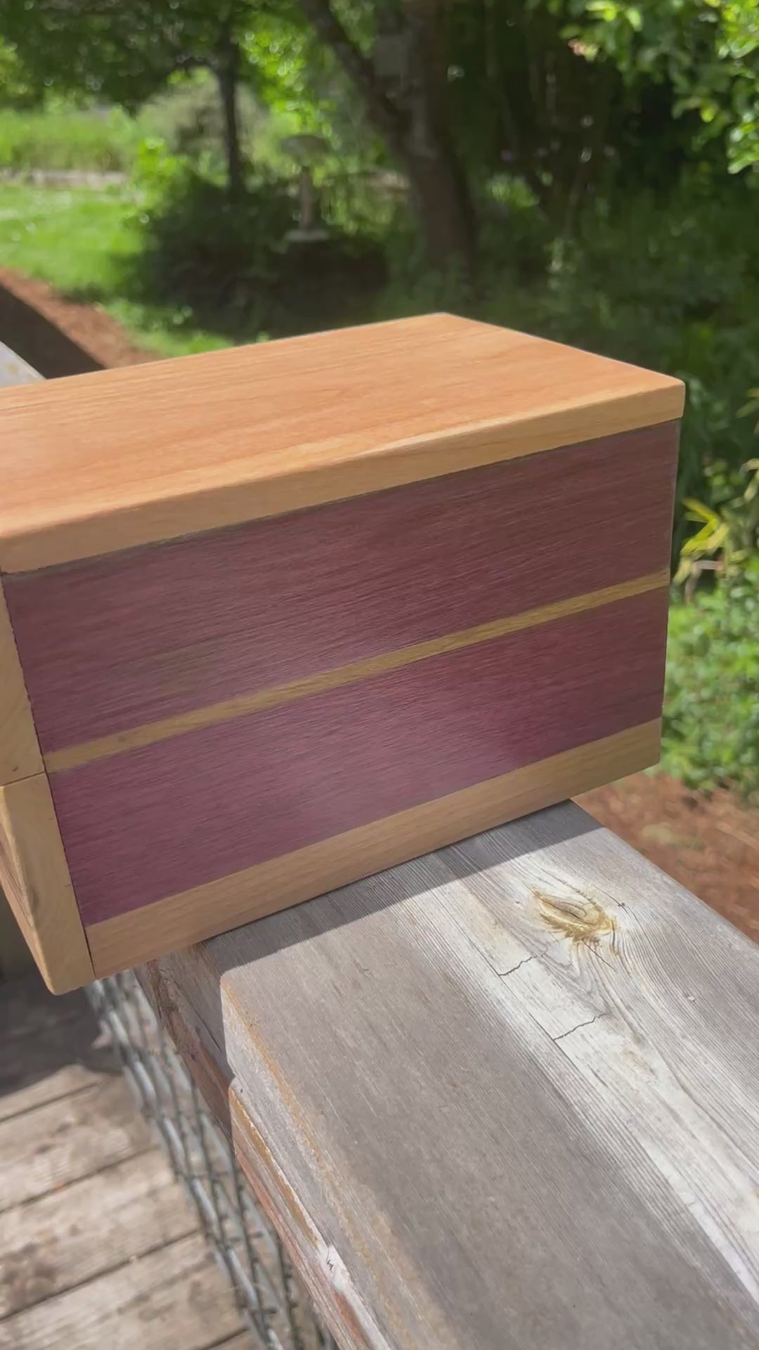 Handcrafted Padauk Wood Jewelry Box: Apple Wood Fronts & Cedar Drawers