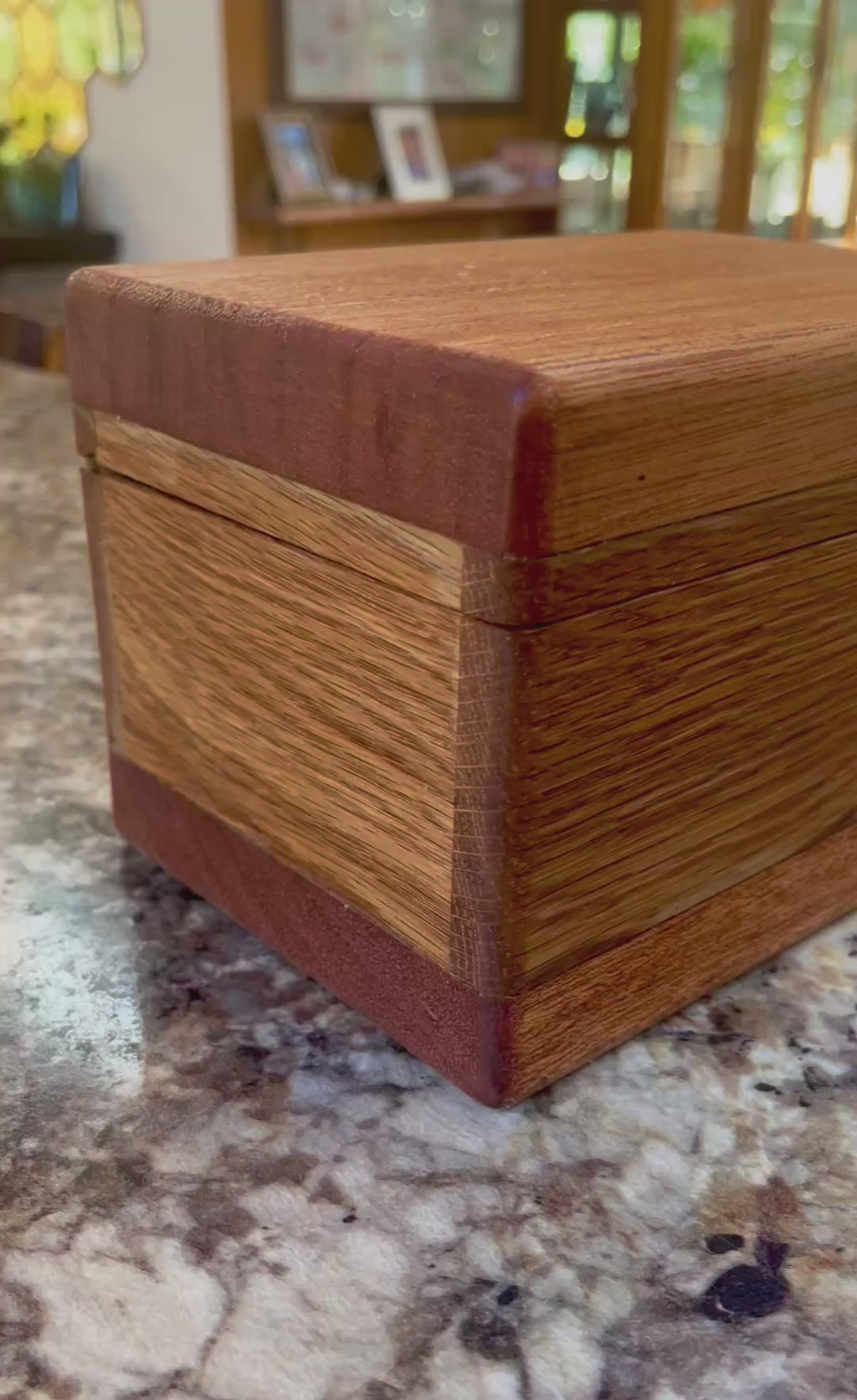 Treasure Chest Keepsake Box in Oak & Reclaimed Mahogany with Brass Hinges