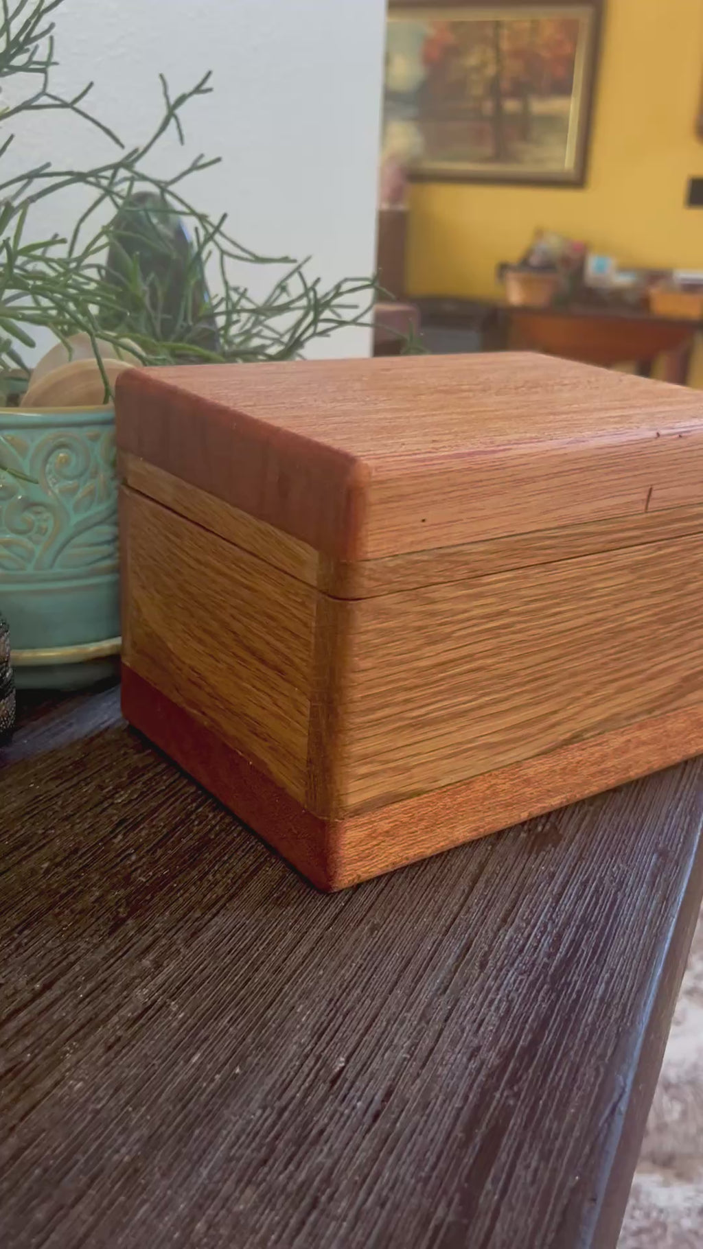 Treasure Chest Keepsake Box in Oak & Reclaimed Mahogany with Brass Hinges