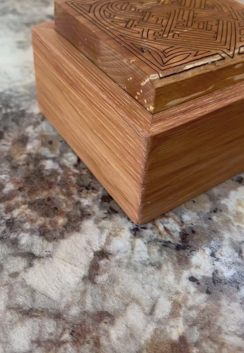 Pecan Keepsake Box with Heirloom Apple Lid & Heart Mandala Engraving