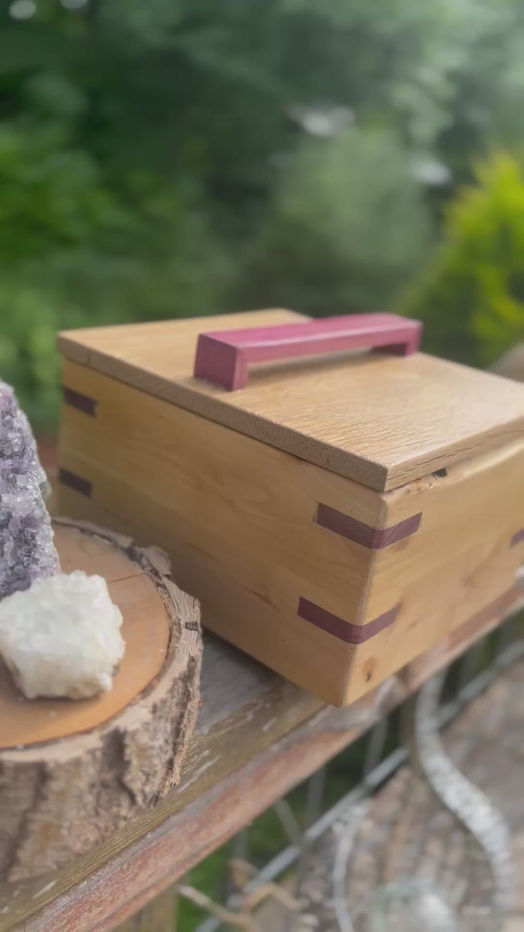 Applewood & Oak Jewelry Box: Live Edge with Padauk Accents